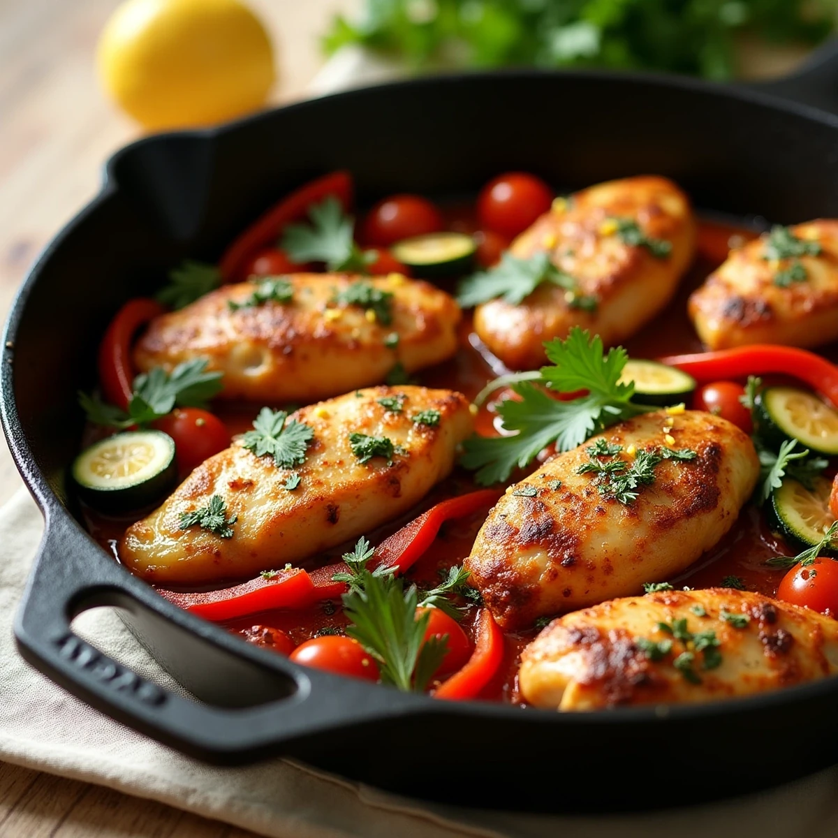 Easy Chicken Stir Fry with Mediterranean Herbs and Lemon