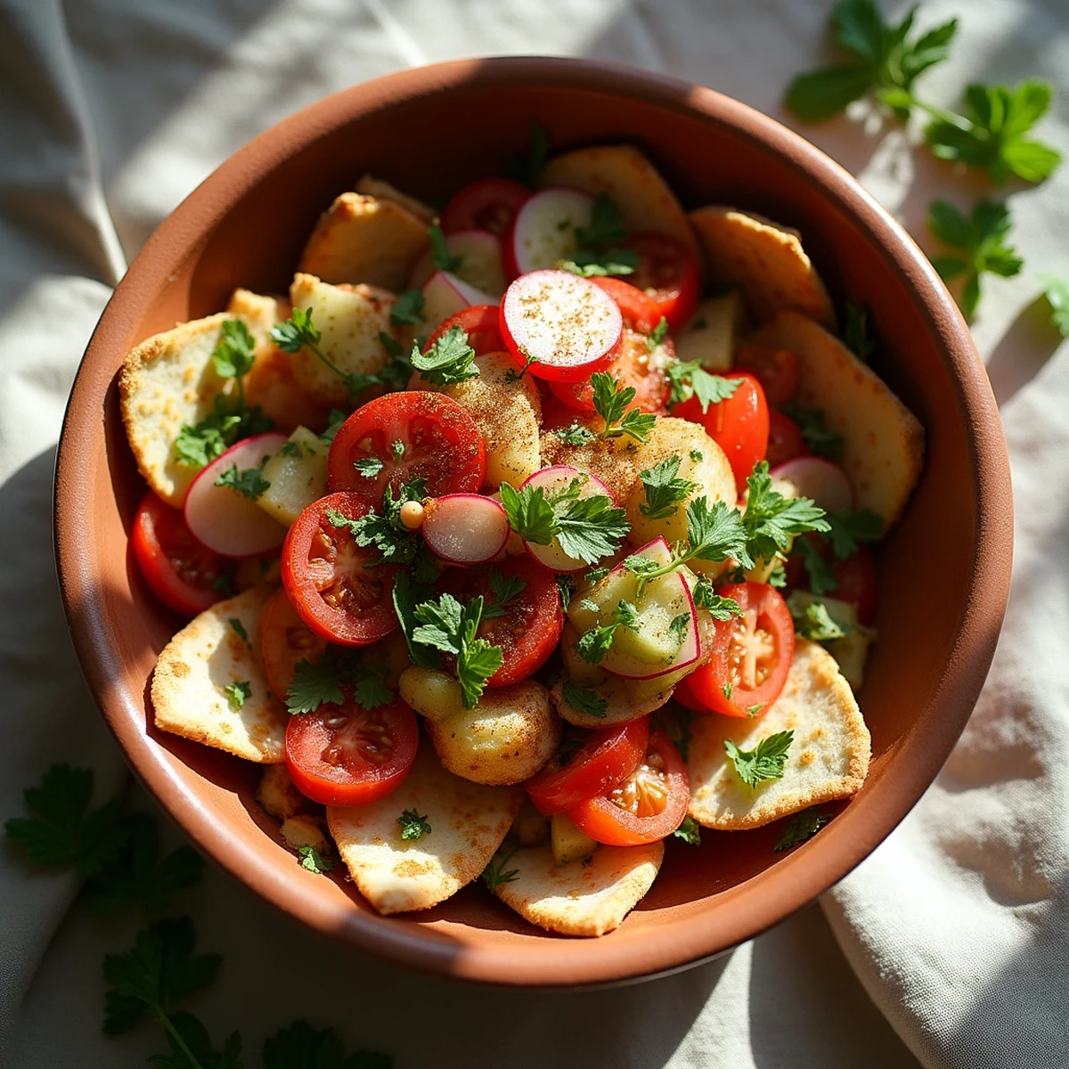 Lebanese Fattoush Salad: A Fresh Herb Salad from Grandmother's Coastal Kitchen